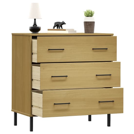 Byron Solid Pine Wood Chest Of 3 Drawers In Brown