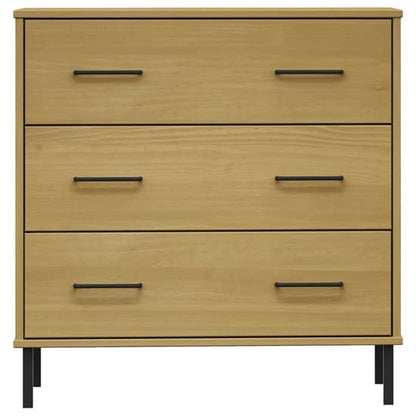 Byron Solid Pine Wood Chest Of 3 Drawers In Brown