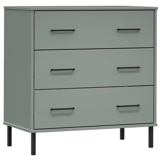 Byron Solid Pine Wood Chest Of 3 Drawers In Grey