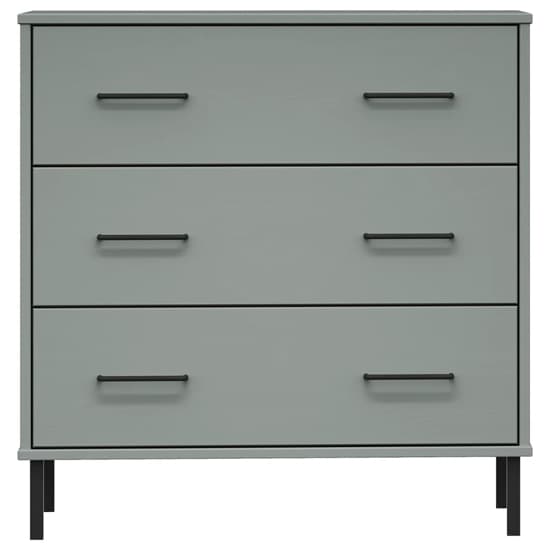 Byron Solid Pine Wood Chest Of 3 Drawers In Grey