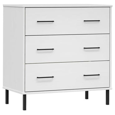 Byron Solid Pine Wood Chest Of 3 Drawers In White