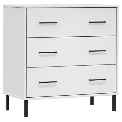 Byron Solid Pine Wood Chest Of 3 Drawers In White