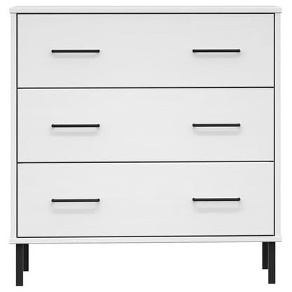 Byron Solid Pine Wood Chest Of 3 Drawers In White