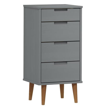 Byron Solid Pine Wood Chest Of 4 Drawers In Grey