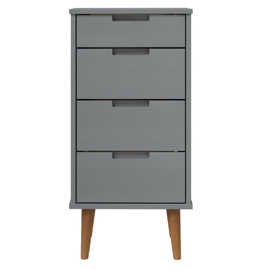 Byron Solid Pine Wood Chest Of 4 Drawers In Grey