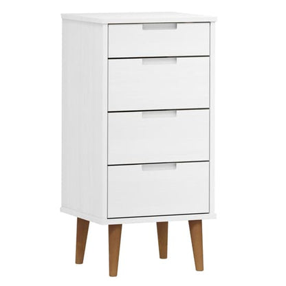 Byron Solid Pine Wood Chest Of 4 Drawers In White