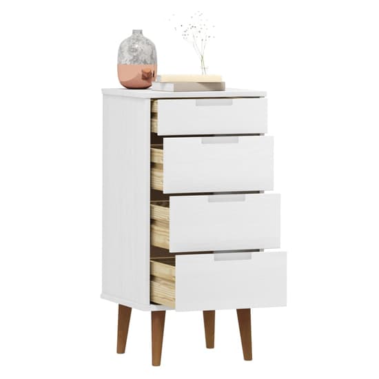 Byron Solid Pine Wood Chest Of 4 Drawers In White