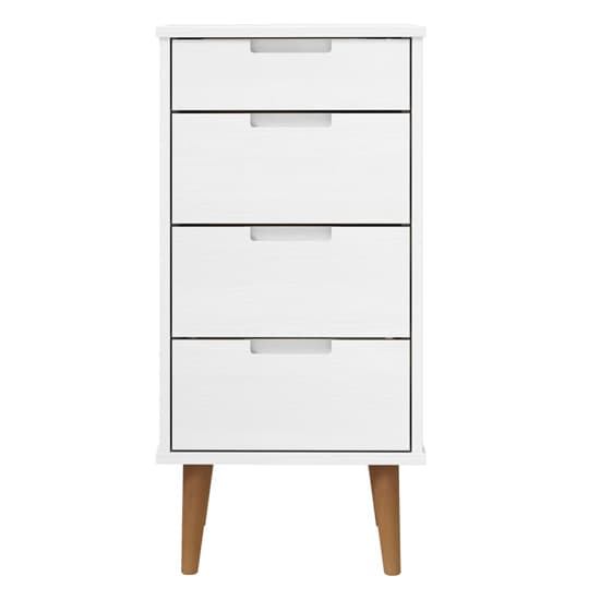 Byron Solid Pine Wood Chest Of 4 Drawers In White