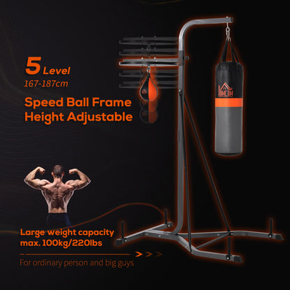 HOMCOM reestanding Boxing Punch Bag & Speed Ball Station Hanging Frame Training Exercise Platform Home Gym Heavy Duty