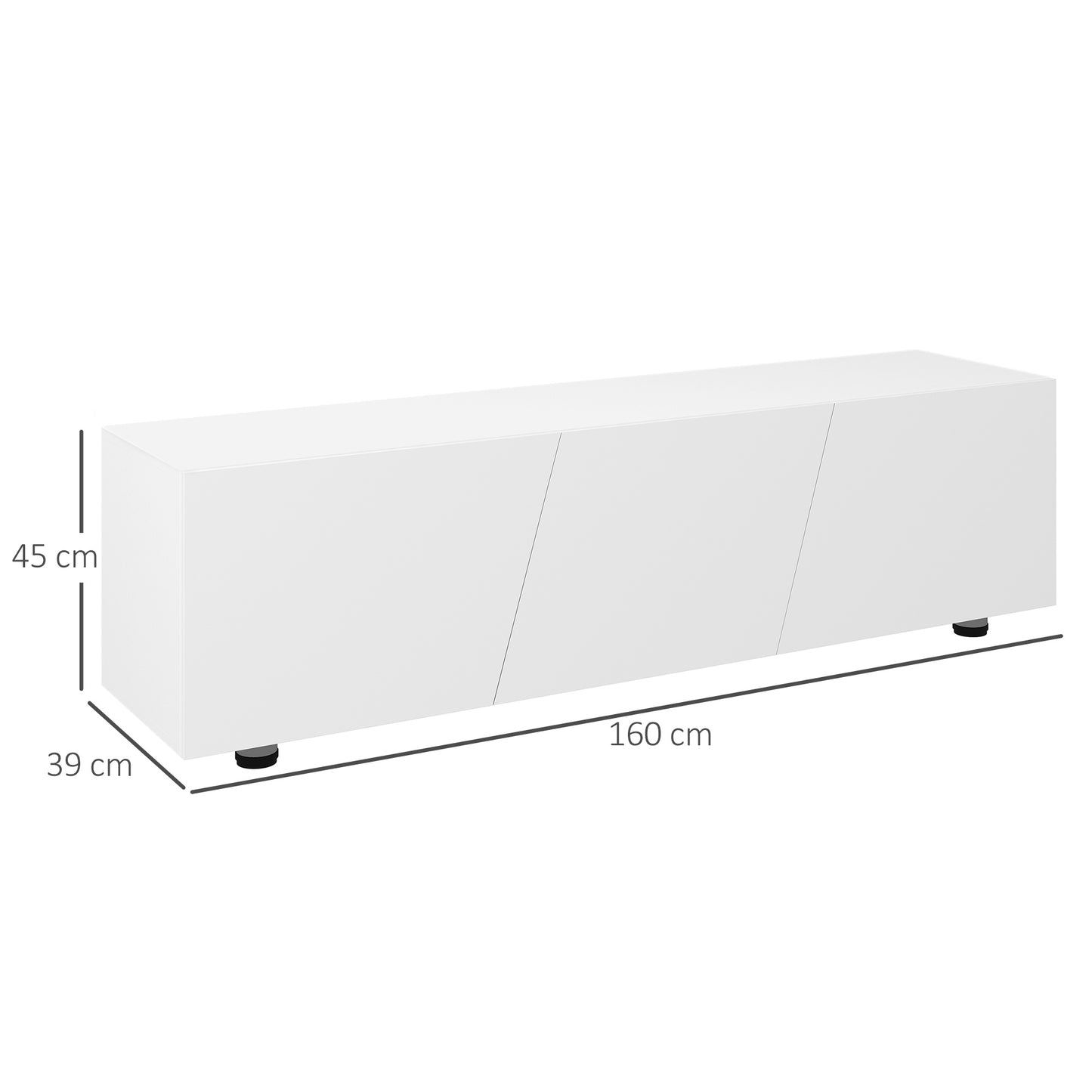 HOMCOM igh Gloss TV Unit, 160cm TV Stand Cabinet for TVs up to 70" with Storage Shelf and Cable Management for Living Room, White