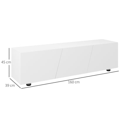 HOMCOM igh Gloss TV Unit, 160cm TV Stand Cabinet for TVs up to 70" with Storage Shelf and Cable Management for Living Room, White