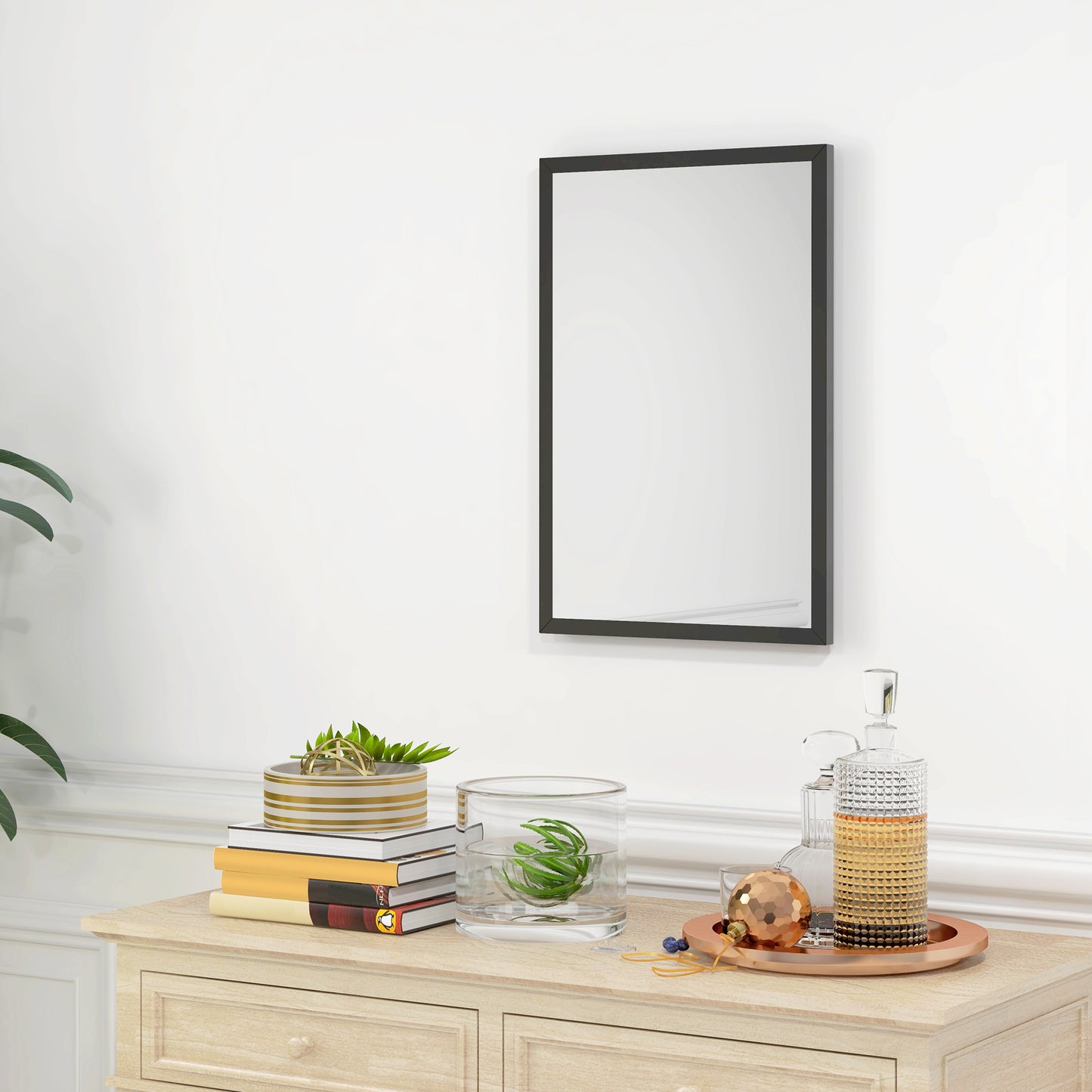 HOMCOM all Bathroom Mirror, 60 x 40 cm Wall-Mounted Mirror for Living Room, Bedroom, Hallway, Black