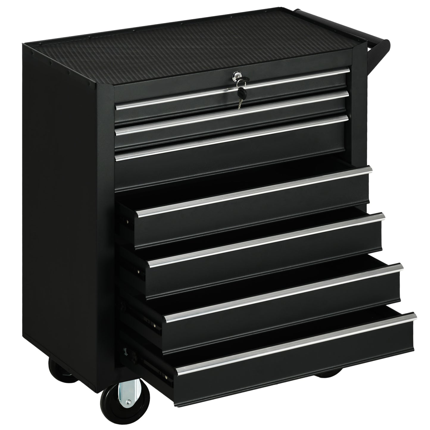 DURHAND Roller Tool Cabinet Storage Chest Box 7 Drawers Roll Wheels Garage Workshop Matte Black