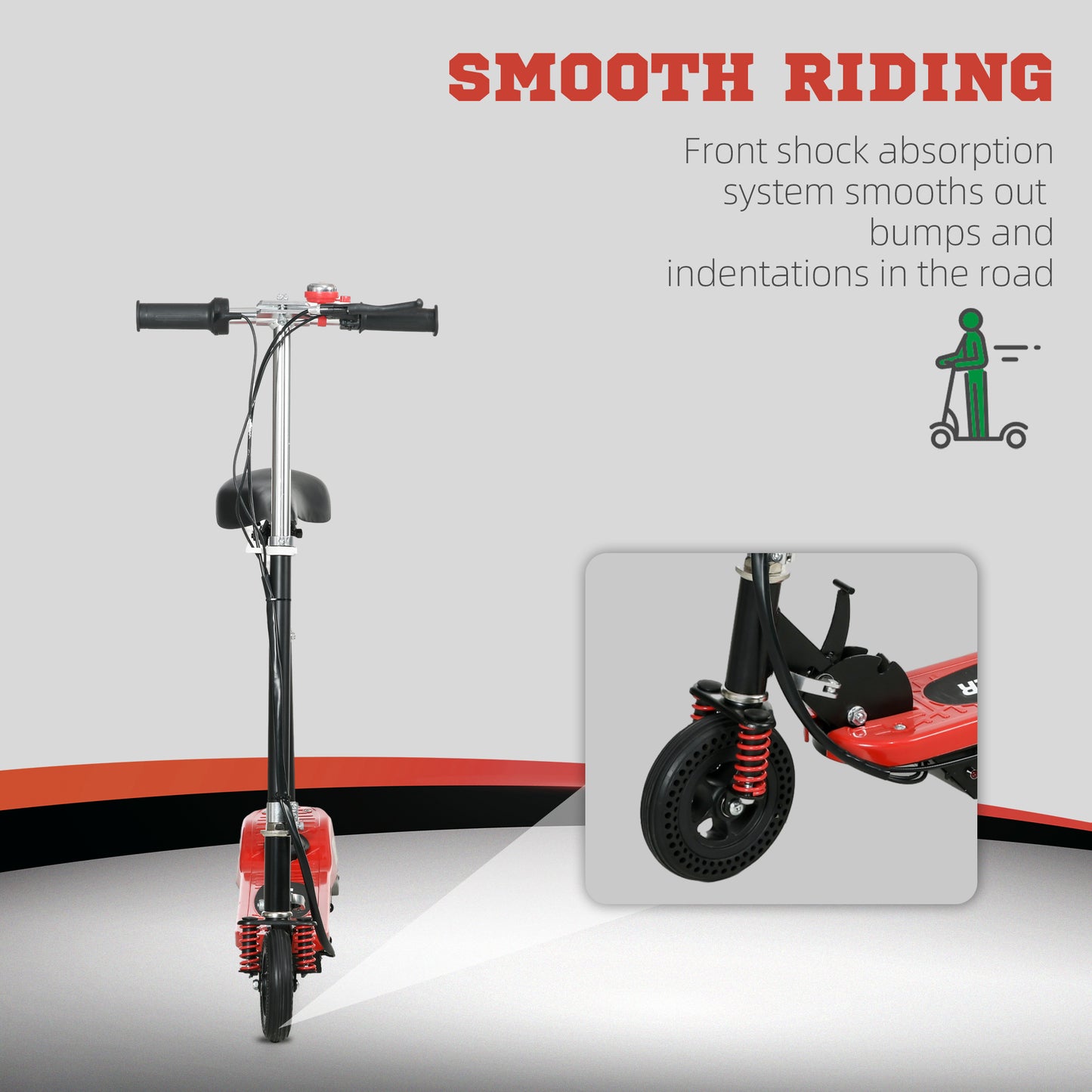 HOMCOM teel Electric Scooter, Folding E-Scooter with Warning Bell, 15km/h Maximum Speed, for 4-14 Years Old, Red