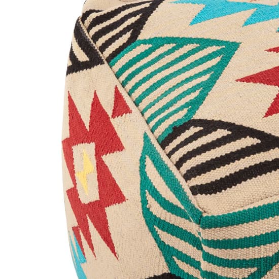 FURCO Hand-Woven Multicolor Tapestry Pouffe for Living Room Comfort