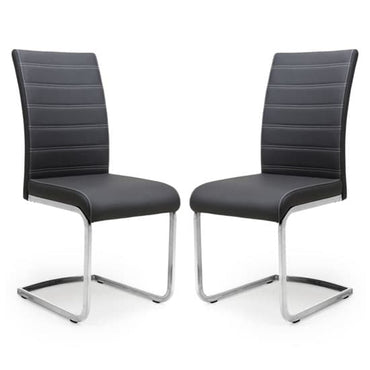 Conary Black Leather Cantilever Dining Chair In A Pair