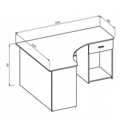 Calvi White Corner Computer Desk with Drawer for Home Office