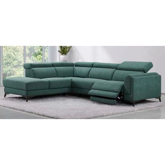 Green Electric Recliner Fabric Corner Sofa Right Hand - Cannes Collection