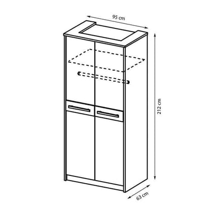 Canton 2-Door Wooden Wardrobe | Hinged | Sonoma Oak | Drawers | 2 Doors | 95cm