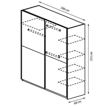 Canton Wooden Wardrobe | Sliding | Sonoma Oak | Shelves | 2 Doors | 200cm