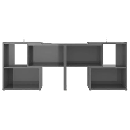 Modern Grey High Gloss TV Stand with Shelves for Living Room and Bedroom Storage