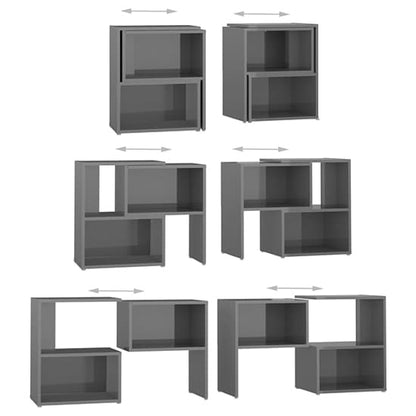 Modern Grey High Gloss TV Stand with Shelves for Living Room and Bedroom Storage