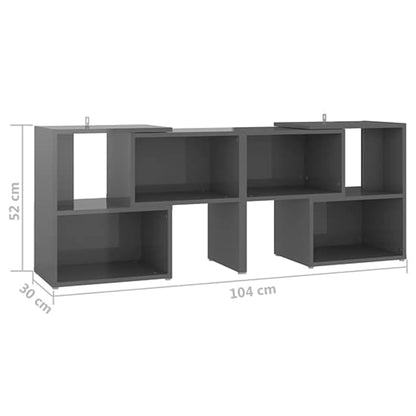 Modern Grey High Gloss TV Stand with Shelves for Living Room and Bedroom Storage