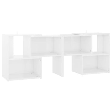 Modern White High Gloss TV Stand with Shelves for Living Room and Bedroom