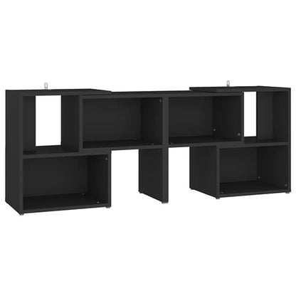 FURCO Modular Black Wooden TV Stand with Open Shelves for Living Room and Bedroom