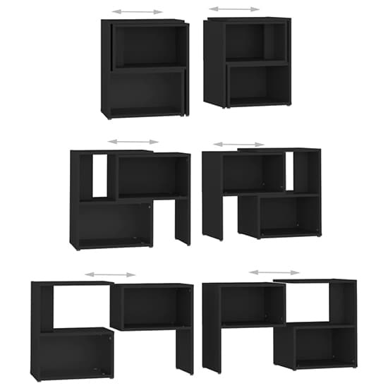 FURCO Modular Black Wooden TV Stand with Open Shelves for Living Room and Bedroom