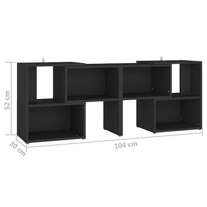 FURCO Modular Black Wooden TV Stand with Open Shelves for Living Room and Bedroom