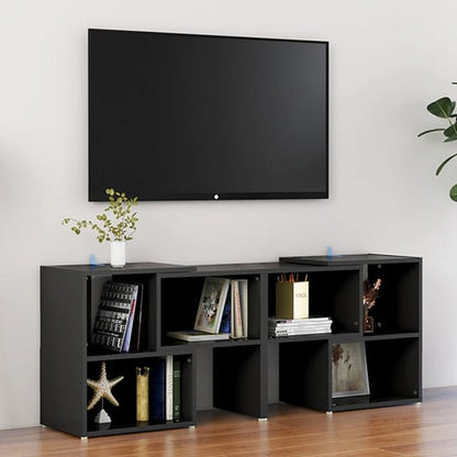 FURCO Modular Black Wooden TV Stand with Open Shelves for Living Room and Bedroom