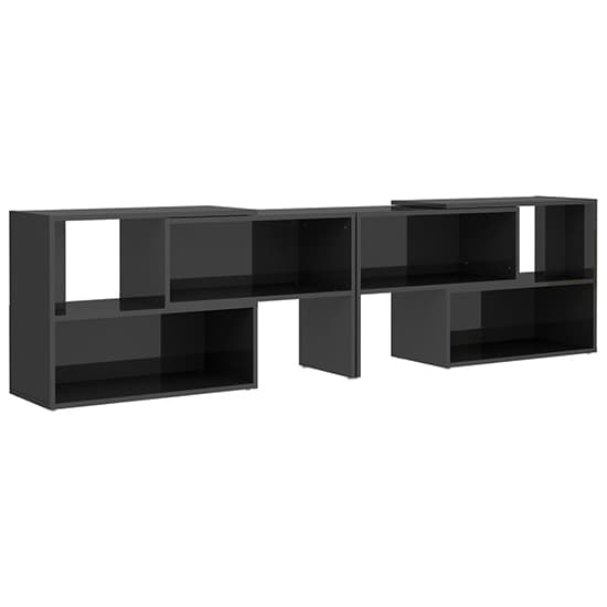 Modern Grey High Gloss TV Stand with Shelves for Living Room Storage