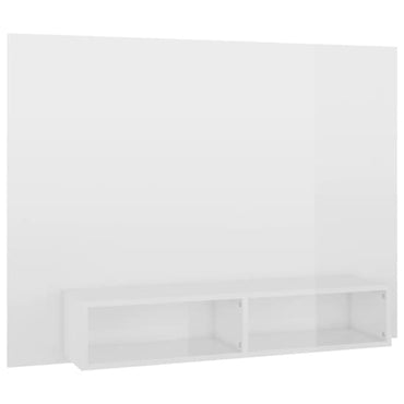 White High Gloss Wall Mounted TV Unit by FURCO with Open Storage Compartments