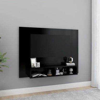 Caron Black Wall-Mounted Entertainment Unit for Modern Living Rooms