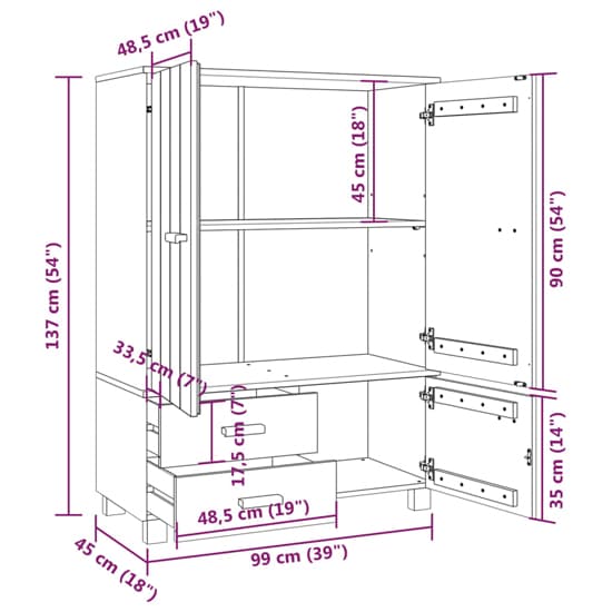 Carson Solid Pine Wood Wardrobe With 3 Doors In Honey Brown