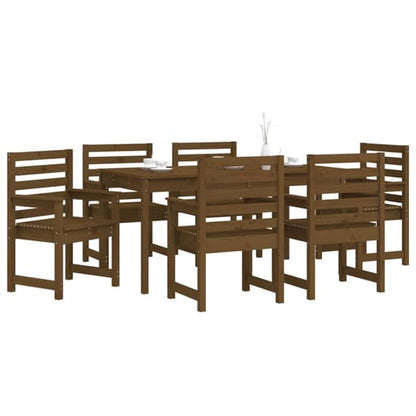 Carson Solid Wood Pine 7 Piece Garden Dining Set In Honey Brown