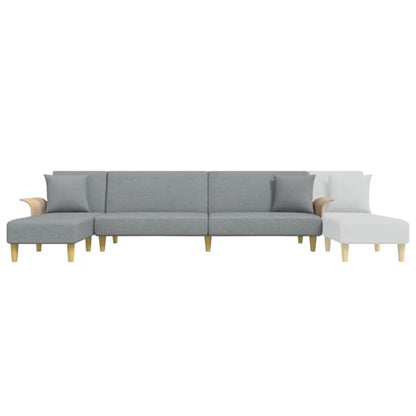 Cartier L-Shaped Light Grey Fabric Sofabed with Wooden Arms | FURCO