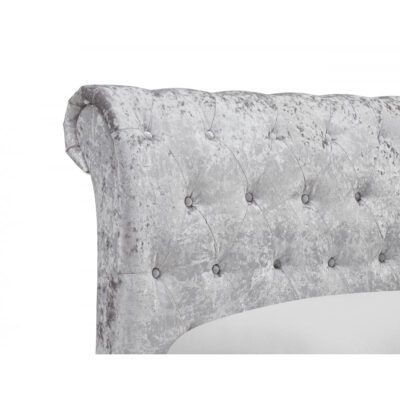 Broxtowe Grey Crushed Velvet King Size Bed with High Foot End