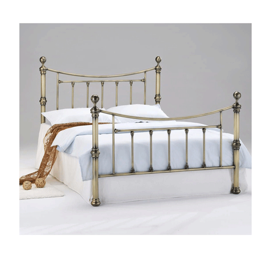 Antique Brass Royal Helston King Size Metal Bed Frame - Timeless Elegance and Vintage Charm