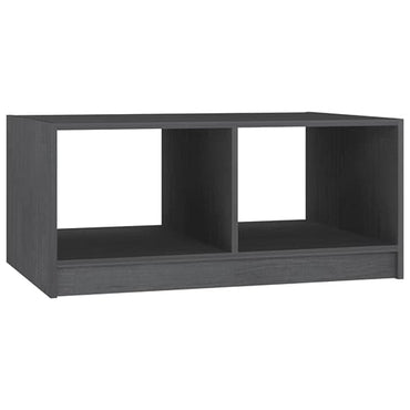 Grey Solid Pinewood Coffee Table with Shelf for Living Room