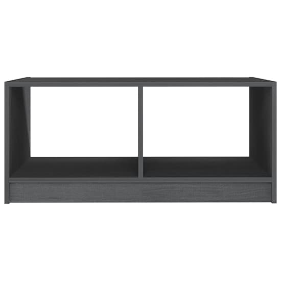 Grey Solid Pinewood Coffee Table with Shelf for Living Room