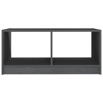 Grey Solid Pinewood Coffee Table with Shelf for Living Room