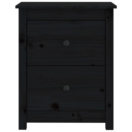 Chael Pine Wood Bedside Cabinet With 2 Drawers In Black