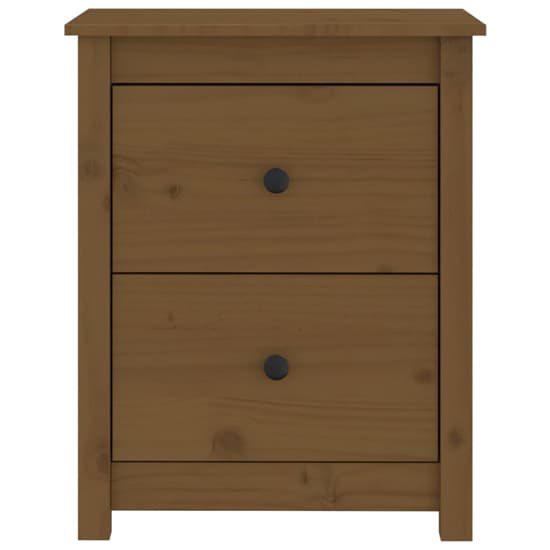 Chael Pine Wood Bedside Cabinet With 2 Drawers In Honey Brown