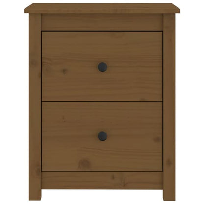 Chael Pine Wood Bedside Cabinet With 2 Drawers In Honey Brown