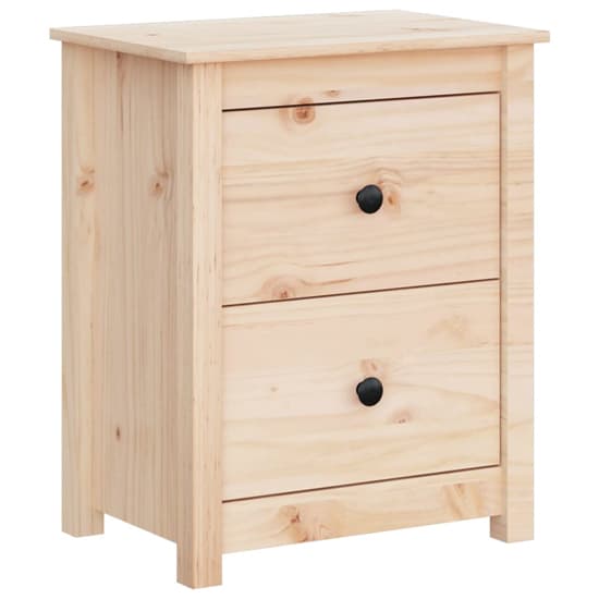 Chael Pine Wood Bedside Cabinet With 2 Drawers In Natural