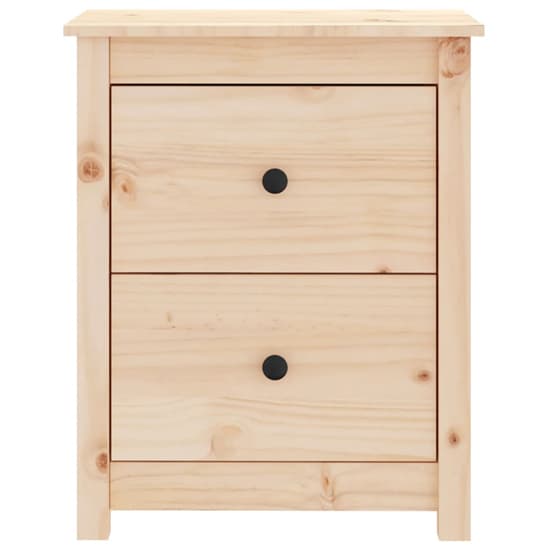 Chael Pine Wood Bedside Cabinet With 2 Drawers In Natural