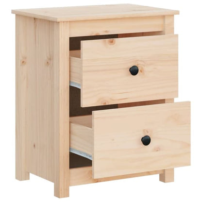 Chael Pine Wood Bedside Cabinet With 2 Drawers In Natural