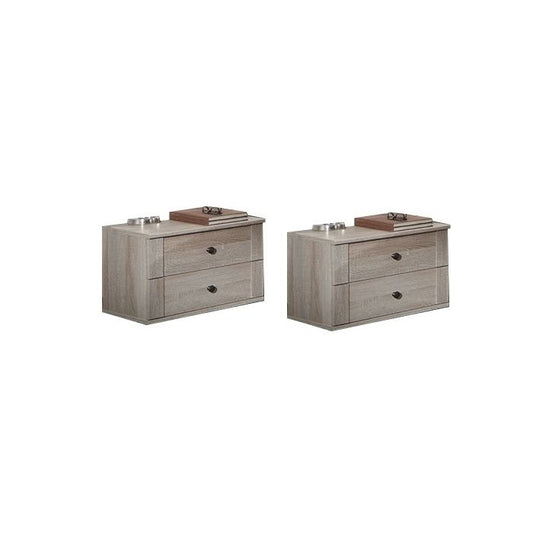 Cairo Oak Bedside Chest Pair | 2 Drawers x 2 | Classic Nightstand Set